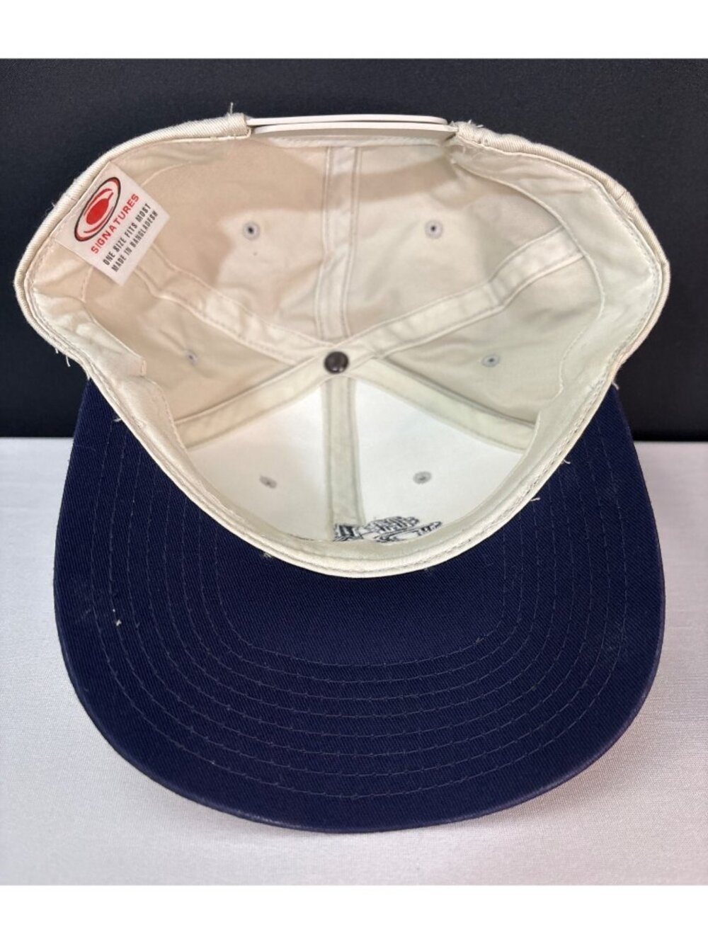 Signatures Men's Baseball Hat Cap Adjustable Cream Beige Navy #1 DAD Gifts OS - Picture 9 of 10
